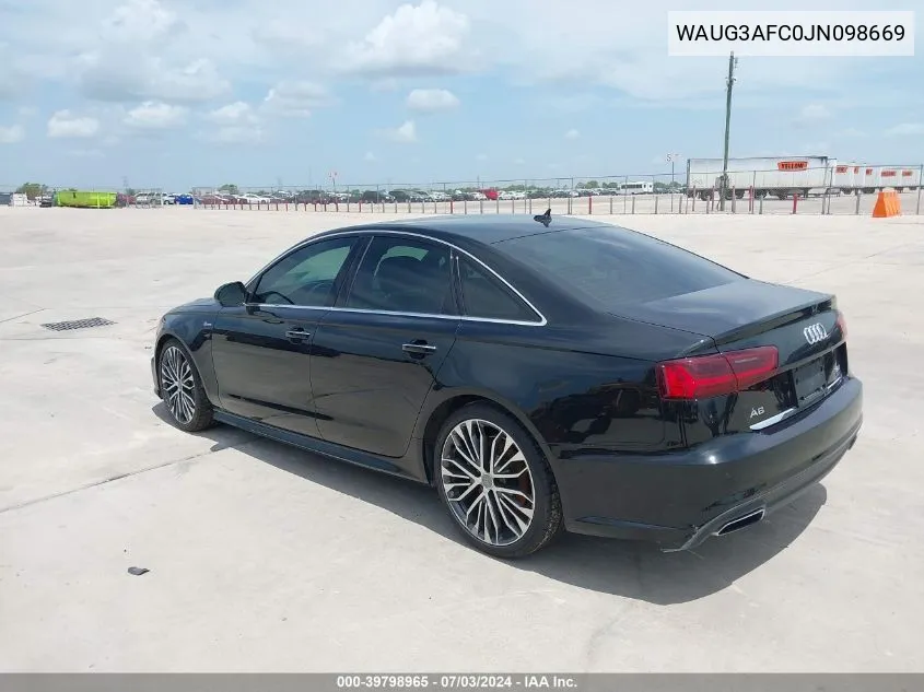 2018 Audi A6 3.0T Premium VIN: WAUG3AFC0JN098669 Lot: 39798965