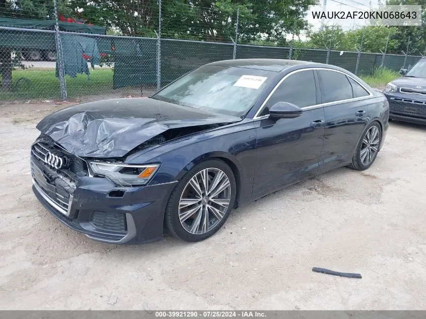 2019 Audi A6 55 Premium VIN: WAUK2AF20KN068643 Lot: 39921290