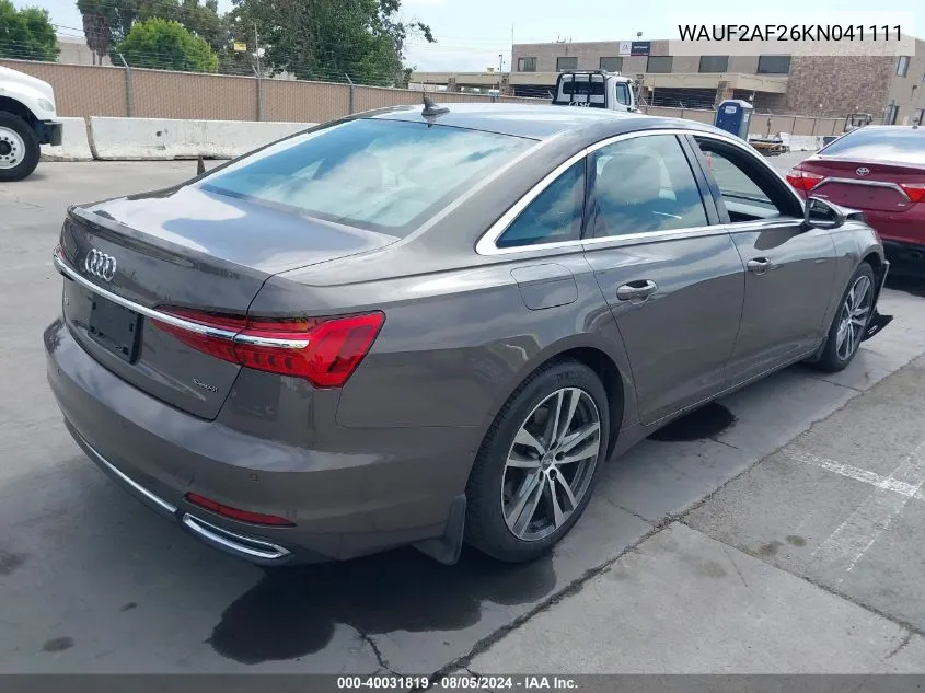 2019 Audi A6 VIN: WAUF2AF26KN041111 Lot: 40031819