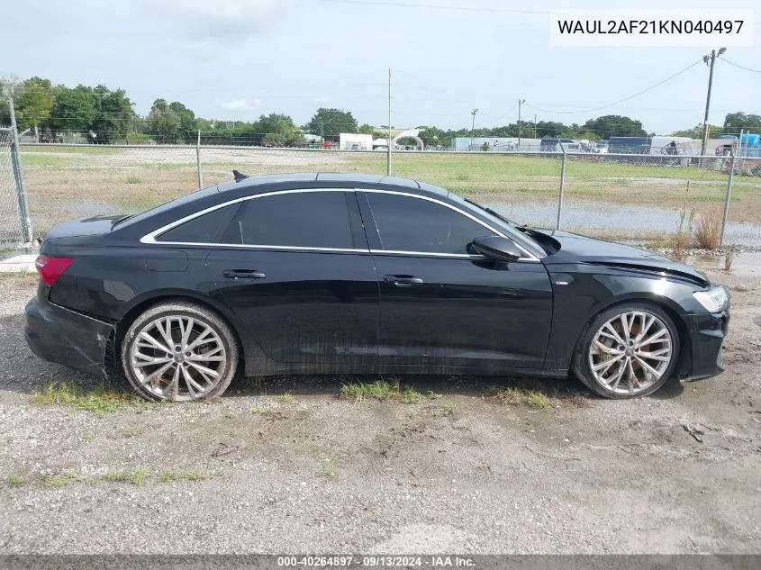 2019 Audi A6 Premium Plus VIN: WAUL2AF21KN040497 Lot: 40264897