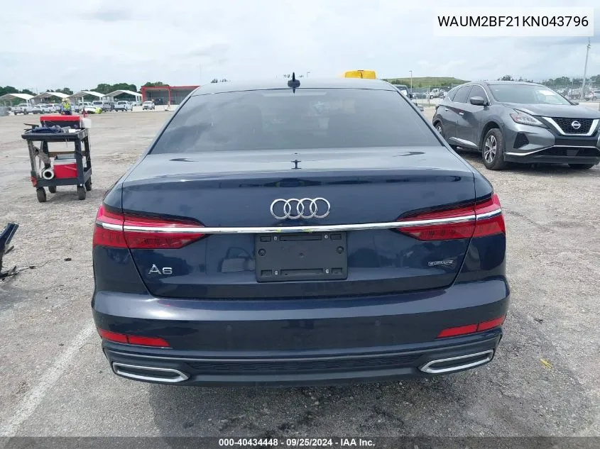 2019 Audi A6 55 Premium VIN: WAUM2BF21KN043796 Lot: 40434448