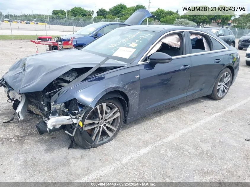 2019 Audi A6 55 Premium VIN: WAUM2BF21KN043796 Lot: 40434448