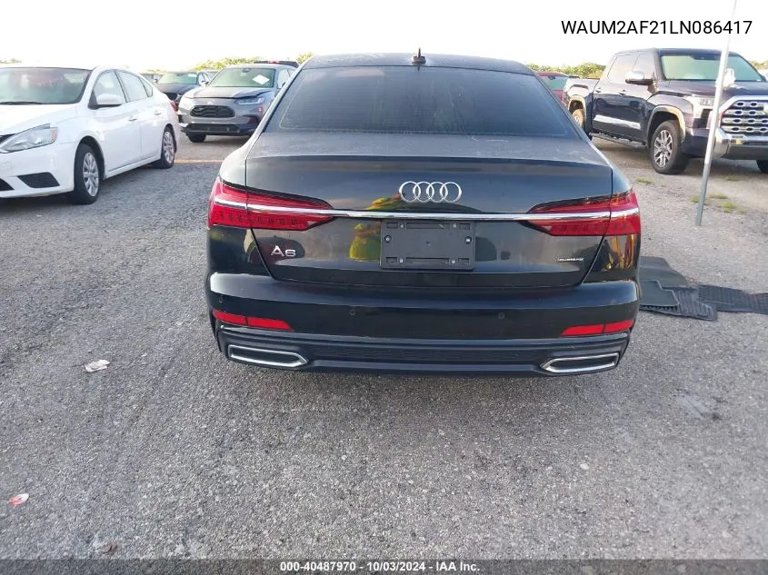 2020 Audi A6 Sedan Prestige 55 Tfsi Quattro S Tronic VIN: WAUM2AF21LN086417 Lot: 40487970