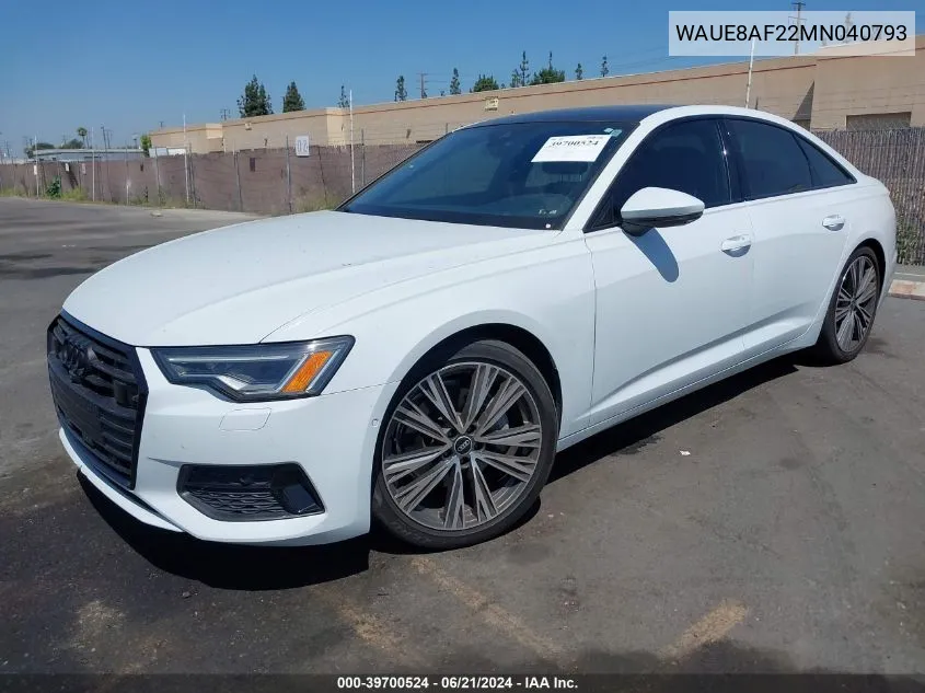 2021 Audi A6 Premium Plus 45 Tfsi Quattro S Tronic/Sport Premium Plus 45 Tfsi Quattro S Tronic VIN: WAUE8AF22MN040793 Lot: 39700524