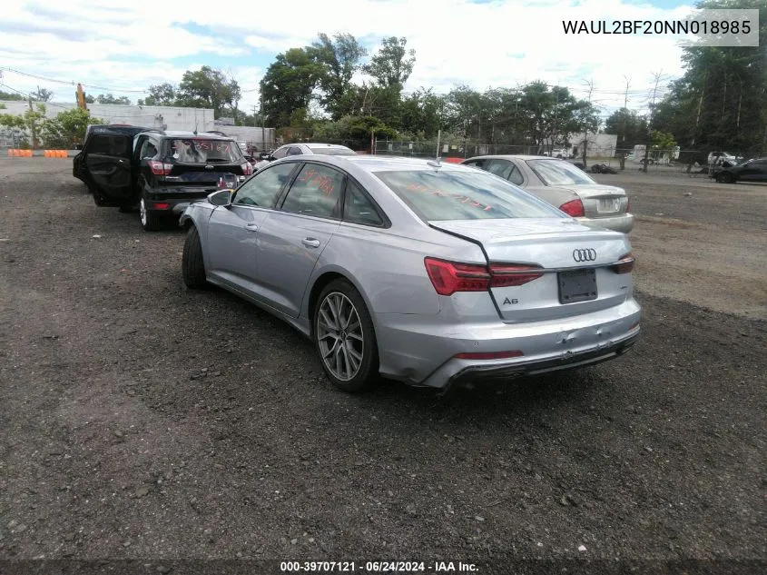 2022 Audi A6 Premium Plus 55 Tfsi Quattro S Tronic VIN: WAUL2BF20NN018985 Lot: 39707121