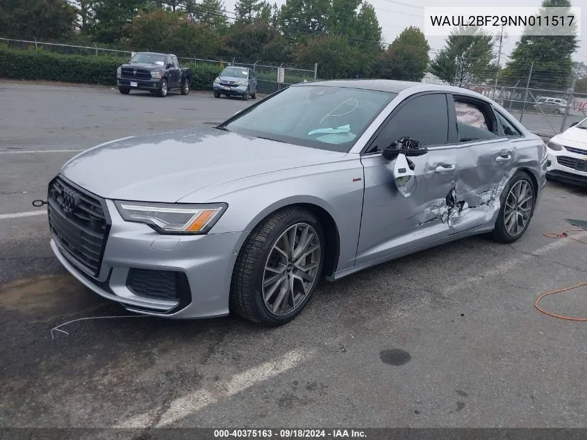 2022 Audi A6 Premium Plus VIN: WAUL2BF29NN011517 Lot: 40375163