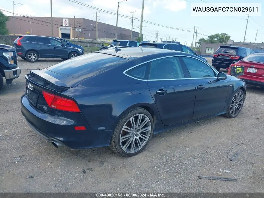 2012 Audi A7 Premium VIN: WAUSGAFC7CN029611 Lot: 40020153