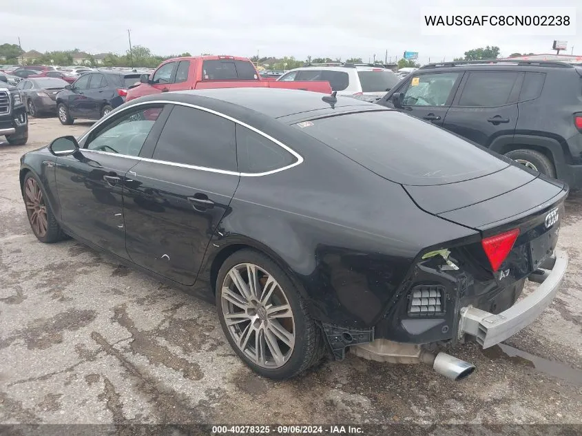 2012 Audi A7 Premium VIN: WAUSGAFC8CN002238 Lot: 40278325