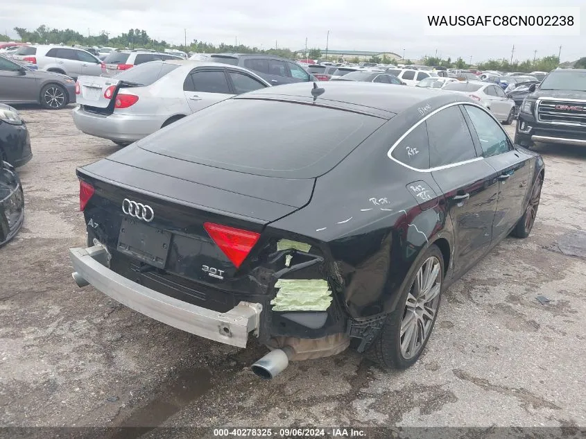 2012 Audi A7 Premium VIN: WAUSGAFC8CN002238 Lot: 40278325