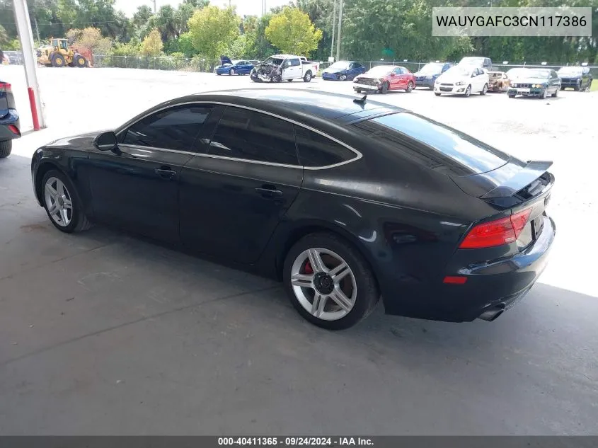 2012 Audi A7 Premium Plus VIN: WAUYGAFC3CN117386 Lot: 40411365