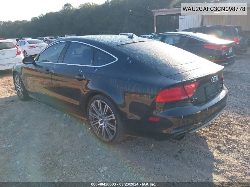 2012 Audi A7 Premium VIN: WAU2GAFC3CN098778 Lot: 40420603