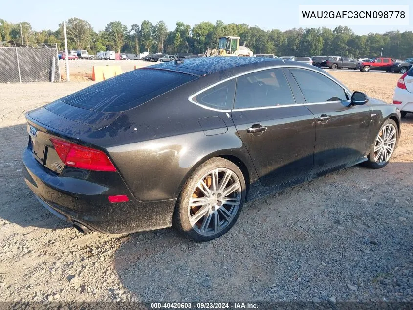 2012 Audi A7 Premium VIN: WAU2GAFC3CN098778 Lot: 40420603