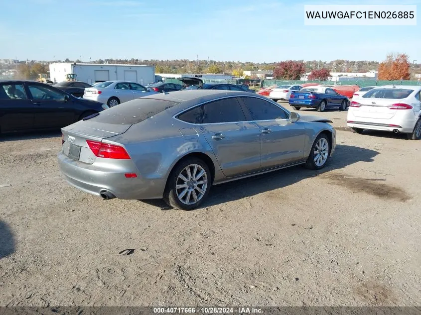 2014 Audi A7 3.0T Premium Plus VIN: WAUWGAFC1EN026885 Lot: 40717666