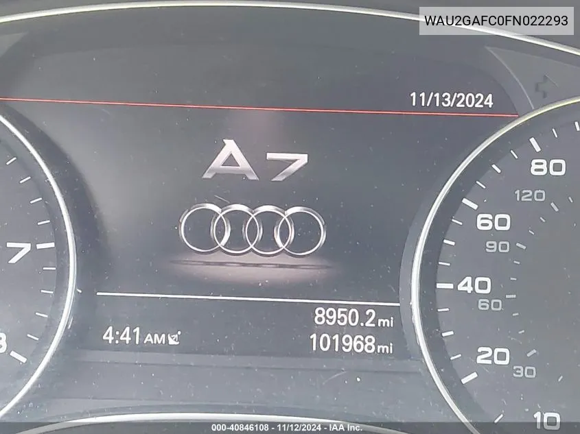 2015 Audi A7 3.0T Premium Plus VIN: WAU2GAFC0FN022293 Lot: 40846108