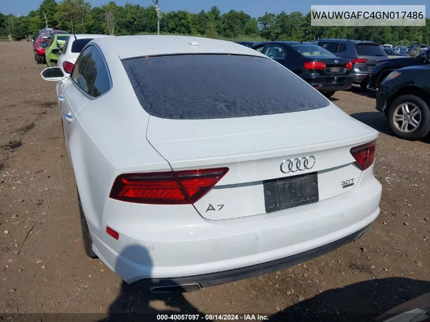 WAUWGAFC4GN017486 2016 Audi A7 3.0T Premium Plus