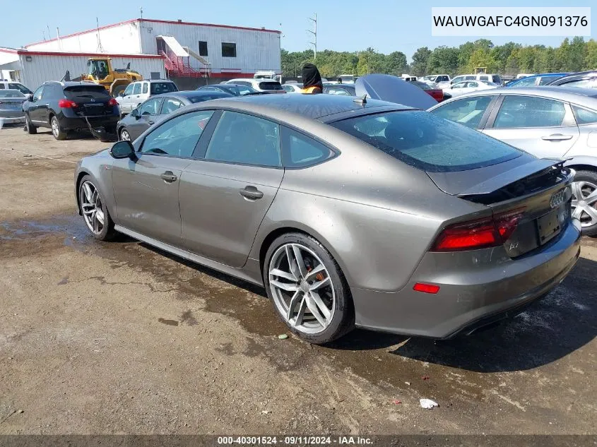 2016 Audi A7 3.0T Premium Plus VIN: WAUWGAFC4GN091376 Lot: 40301524