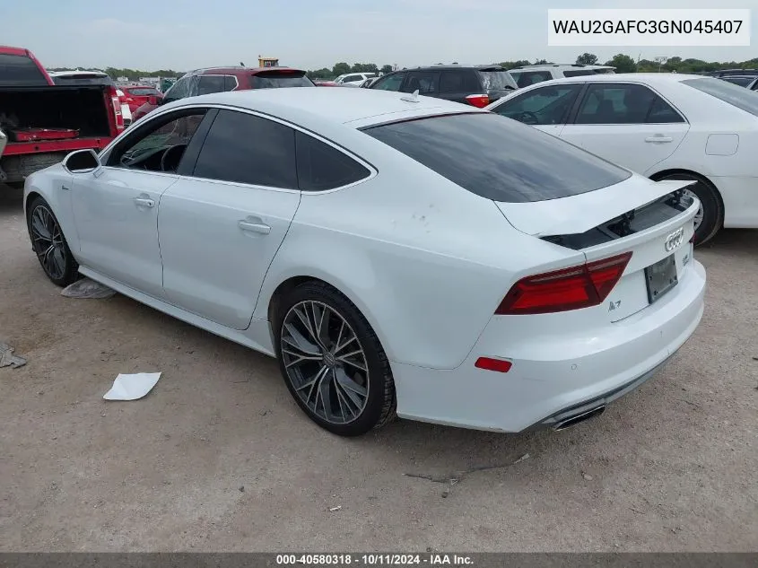 2016 Audi A7 3.0T Premium Plus VIN: WAU2GAFC3GN045407 Lot: 40580318