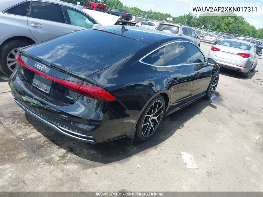 2019 Audi A7 55 Premium VIN: WAUV2AF2XKN017311 Lot: 39371101