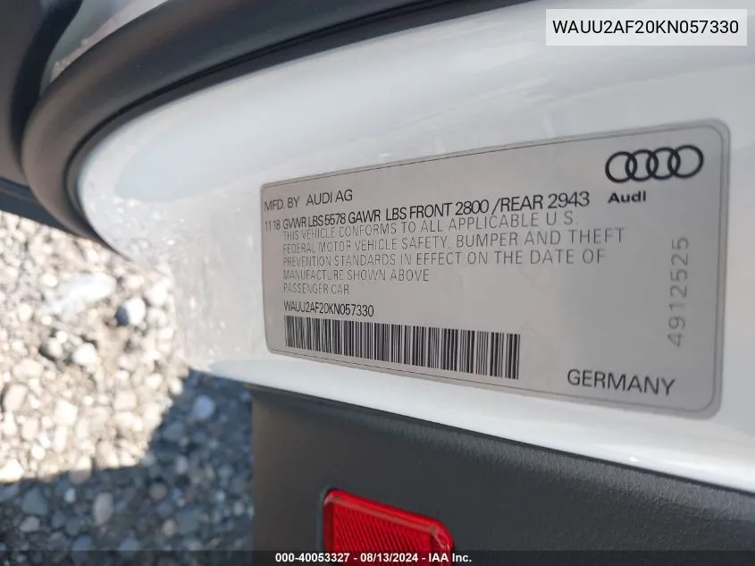 WAUU2AF20KN057330 2019 Audi A7 55 Premium