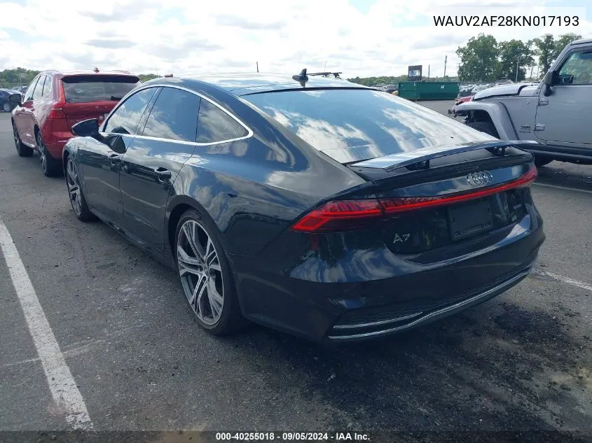 2019 Audi A7 55 Premium VIN: WAUV2AF28KN017193 Lot: 40255018