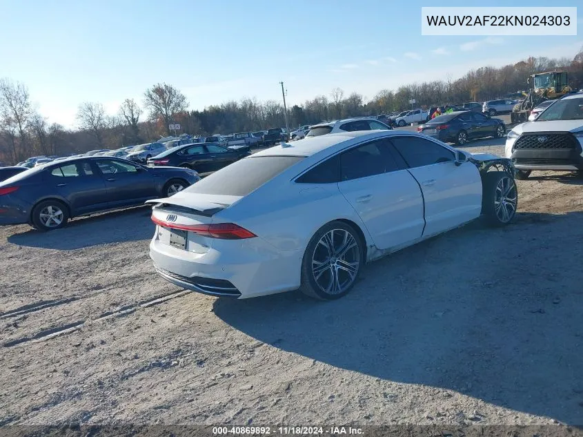 2019 Audi A7 Prestige S-Line VIN: WAUV2AF22KN024303 Lot: 40869892