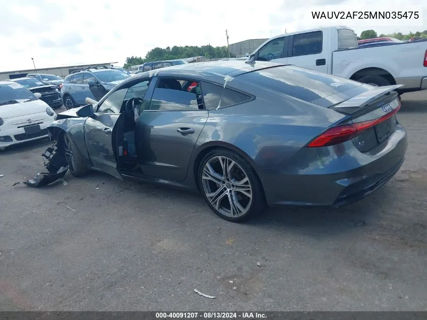 2021 Audi A7 Sportback Prestige 55 Tfsi Quattro S Tronic VIN: WAUV2AF25MN035475 Lot: 40091207