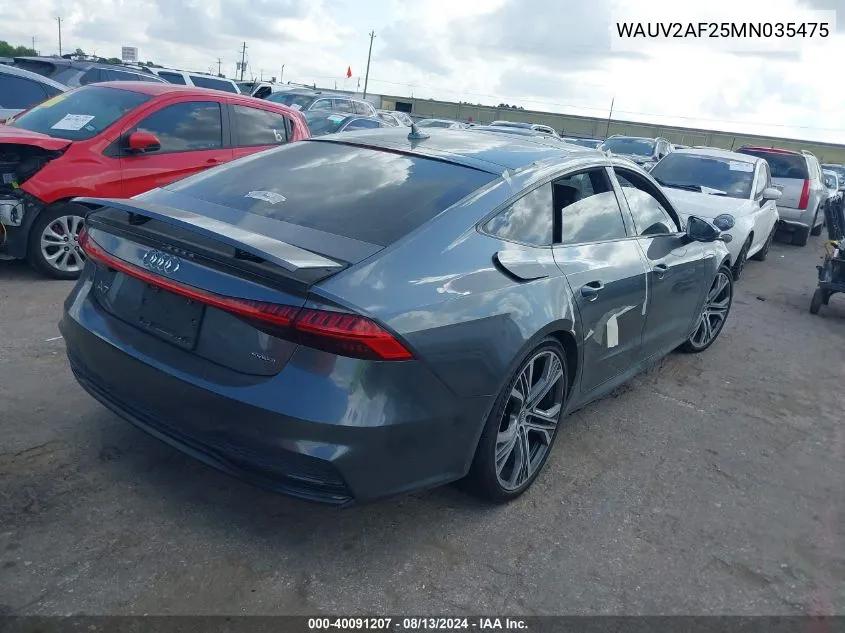 2021 Audi A7 Sportback Prestige 55 Tfsi Quattro S Tronic VIN: WAUV2AF25MN035475 Lot: 40091207