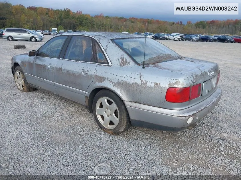 1998 Audi A8 4.2 VIN: WAUBG34D2WN008242 Lot: 40770727