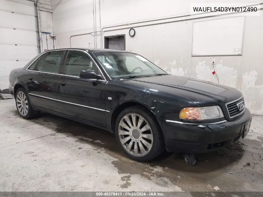 2000 Audi A8 4.2 VIN: WAUFL54D3YN012490 Lot: 40378411