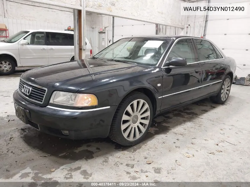 2000 Audi A8 4.2 VIN: WAUFL54D3YN012490 Lot: 40378411