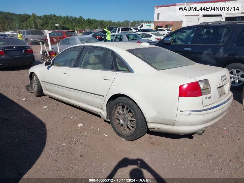 2004 Audi A8 L 4.2 VIN: WAUML44E94N013714 Lot: 40555312