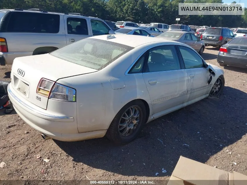 2004 Audi A8 L 4.2 VIN: WAUML44E94N013714 Lot: 40555312