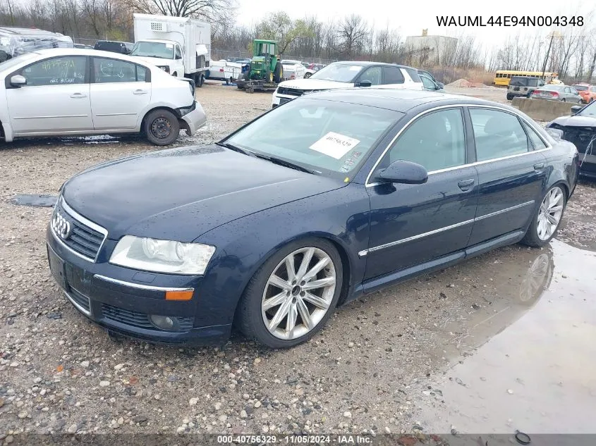 2004 Audi A8 L 4.2 VIN: WAUML44E94N004348 Lot: 40756329