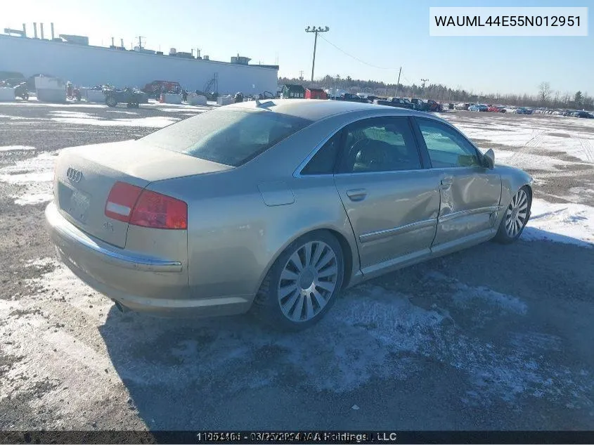 2005 Audi A8 L L VIN: WAUML44E55N012951 Lot: 12029466