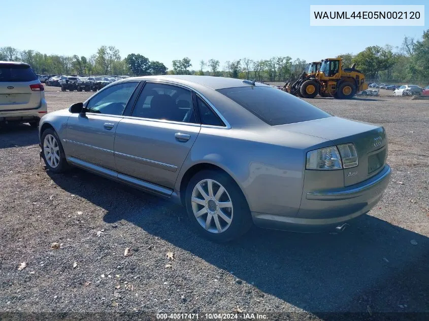 2005 Audi A8 L 4.2 VIN: WAUML44E05N002120 Lot: 40517471