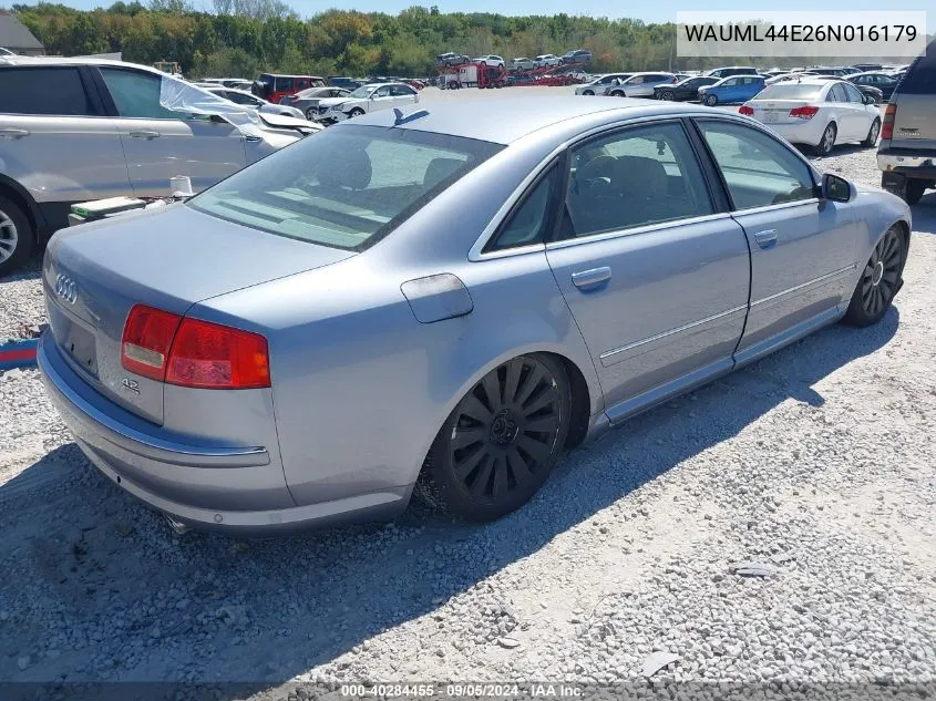 2006 Audi A8 L 4.2 VIN: WAUML44E26N016179 Lot: 40284455