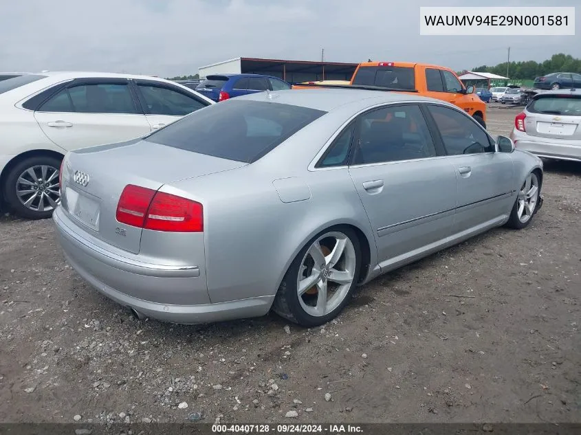 2009 Audi A8 L 4.2 VIN: WAUMV94E29N001581 Lot: 40407128