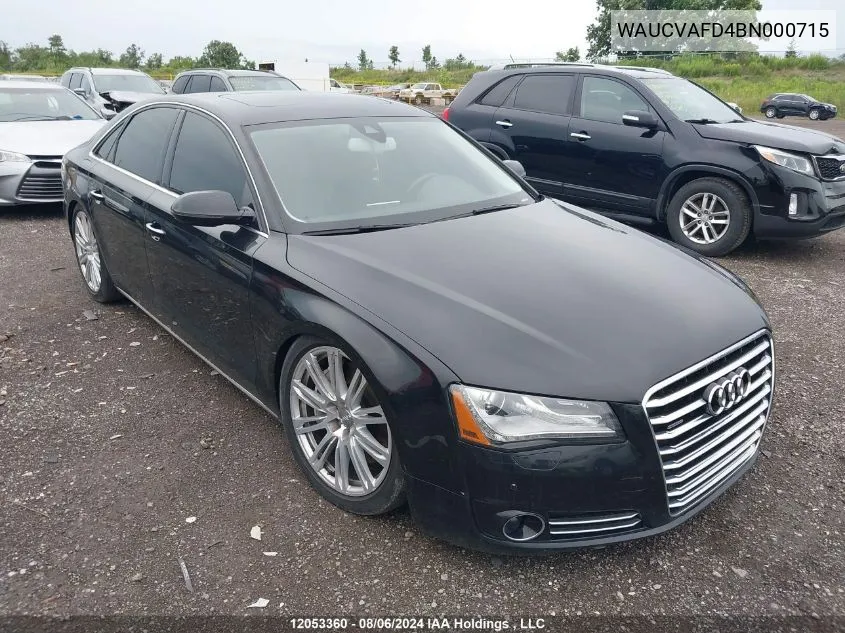 2011 Audi A8 VIN: WAUCVAFD4BN000715 Lot: 12053360