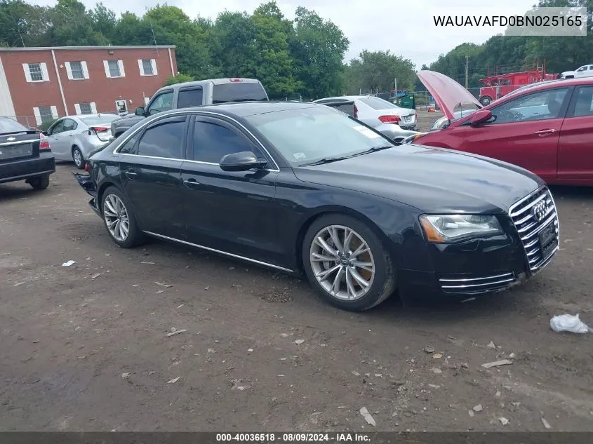 2011 Audi A8 4.2 VIN: WAUAVAFD0BN025165 Lot: 40036518