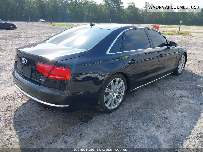 2011 Audi A8 L 4.2 VIN: WAURVAFD0BN021653 Lot: 40091256