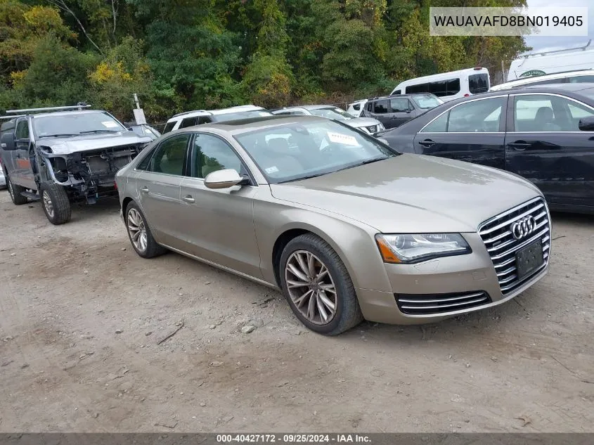 2011 Audi A8 4.2 VIN: WAUAVAFD8BN019405 Lot: 40427172