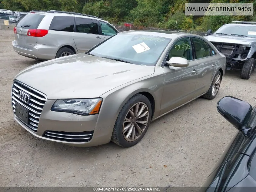 2011 Audi A8 4.2 VIN: WAUAVAFD8BN019405 Lot: 40427172