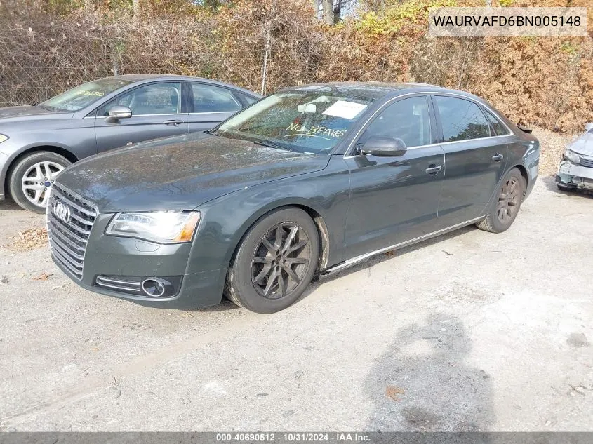 2011 Audi A8 L 4.2 VIN: WAURVAFD6BN005148 Lot: 40690512