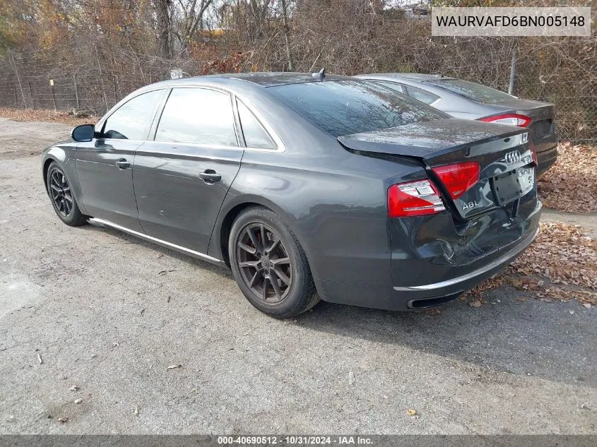 2011 Audi A8 L 4.2 VIN: WAURVAFD6BN005148 Lot: 40690512