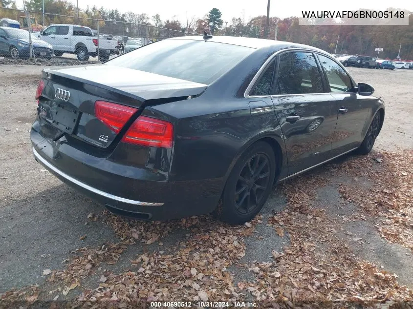 2011 Audi A8 L 4.2 VIN: WAURVAFD6BN005148 Lot: 40690512