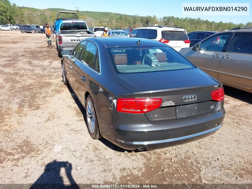 2011 Audi A8 L 4.2 VIN: WAURVAFDXBN014290 Lot: 40860777