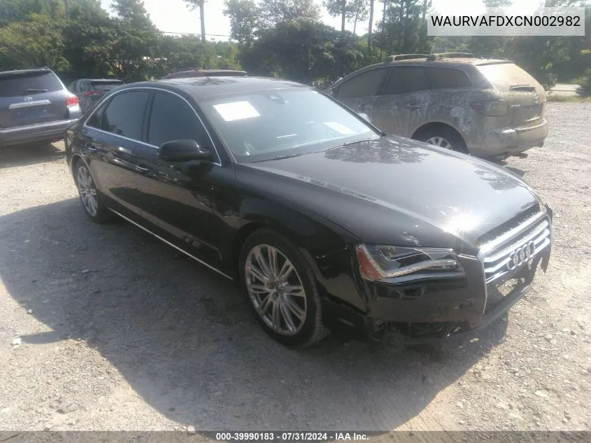 2012 Audi A8 L 4.2 VIN: WAURVAFDXCN002982 Lot: 39990183