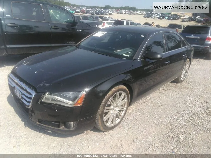 2012 Audi A8 L 4.2 VIN: WAURVAFDXCN002982 Lot: 39990183