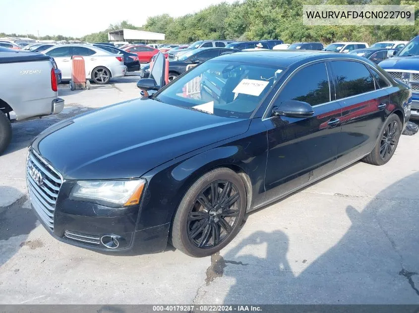 2012 Audi A8 L 4.2 VIN: WAURVAFD4CN022709 Lot: 40179287