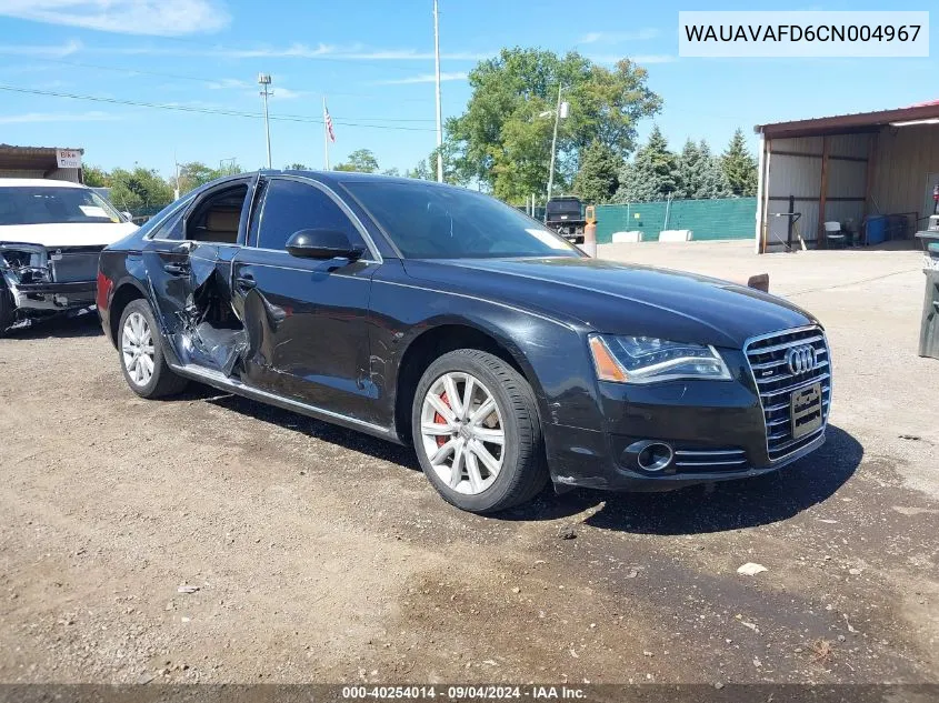 2012 Audi A8 4.2 VIN: WAUAVAFD6CN004967 Lot: 40254014